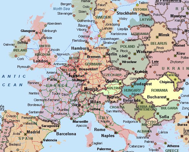 Map Of Europe Capitals